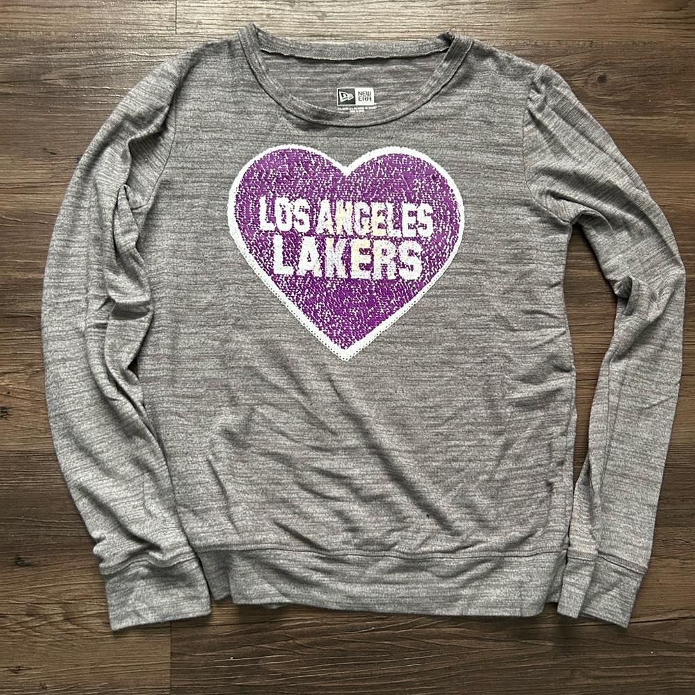 New Era Gray Long Sleeve with Purple Heart Design